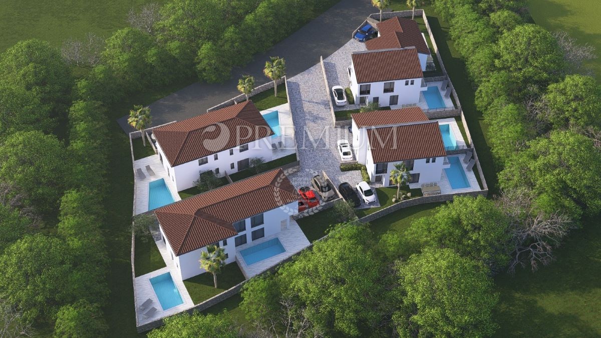 Malinska, nova hiša 100 m², s pogledom na morje in bazenom 