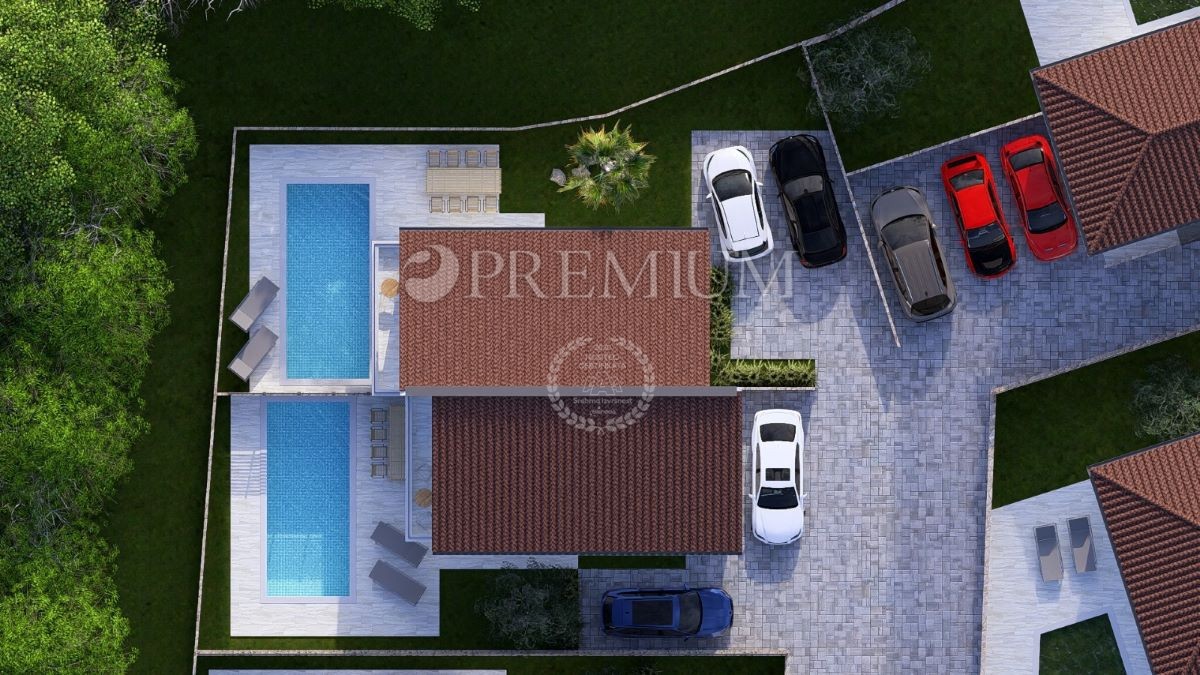 Malinska, nova hiša 100 m², s pogledom na morje in bazenom 