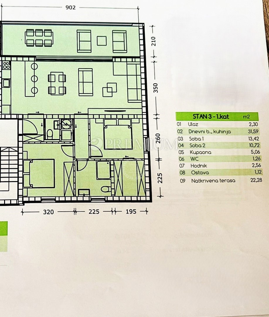 Malinska, apartma s prostorno teraso v urbani vili!