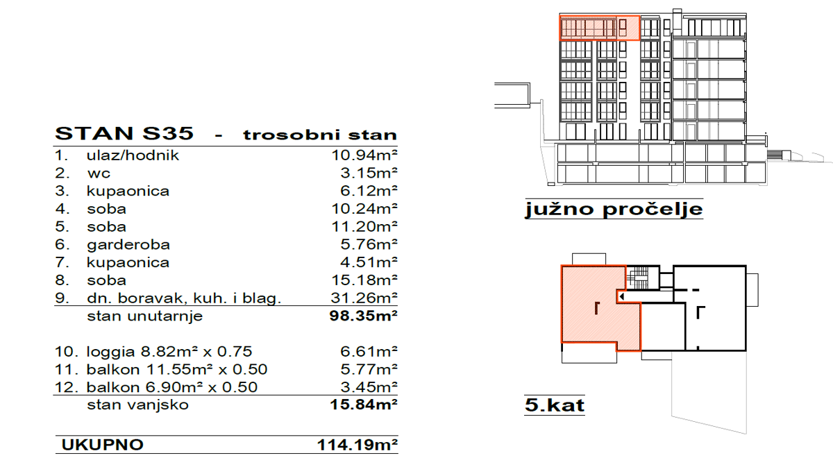 Stanovanje Žnjan, Split, 114,19m2