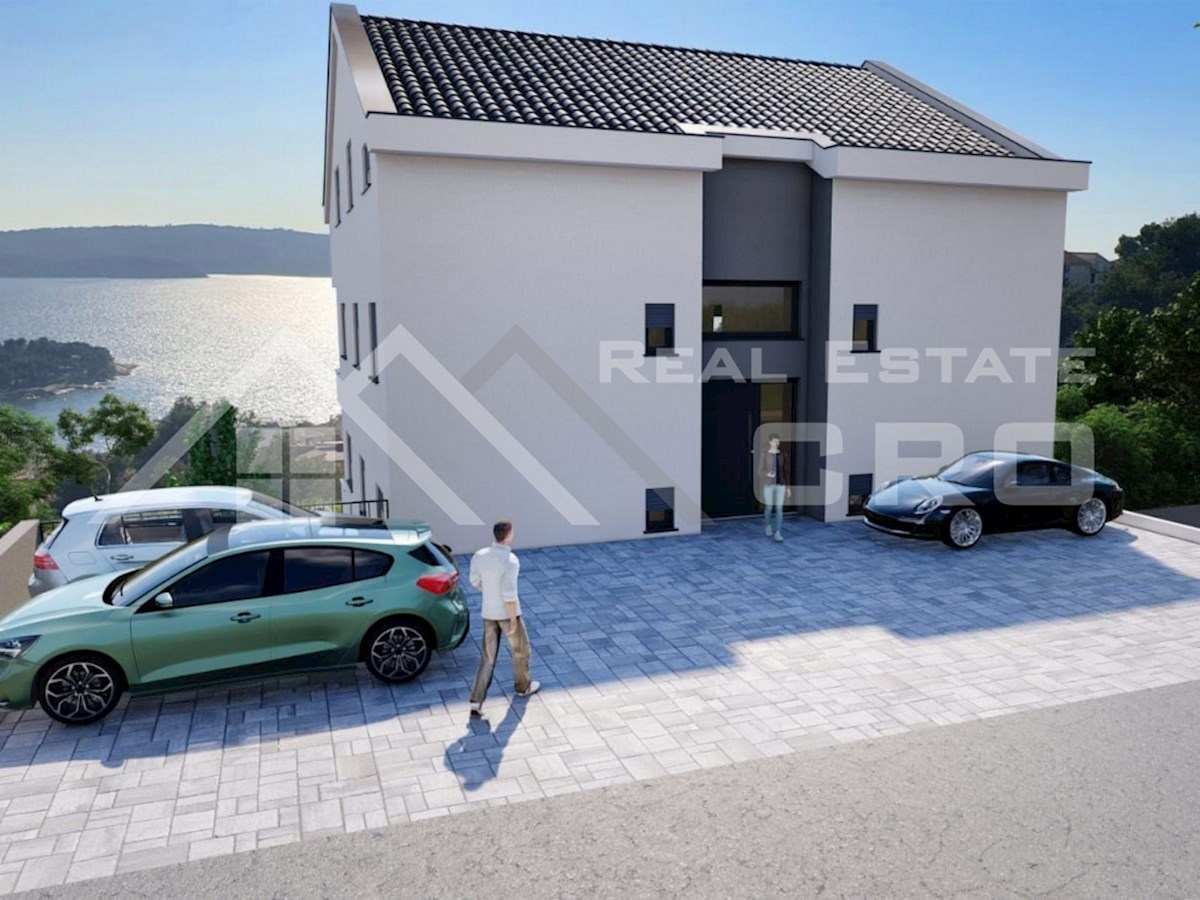 Nekretnine Čiovo – Atraktivni apartmaji v novogradnji s terasami, skupnim bazenom in pogledom na more, prodamo