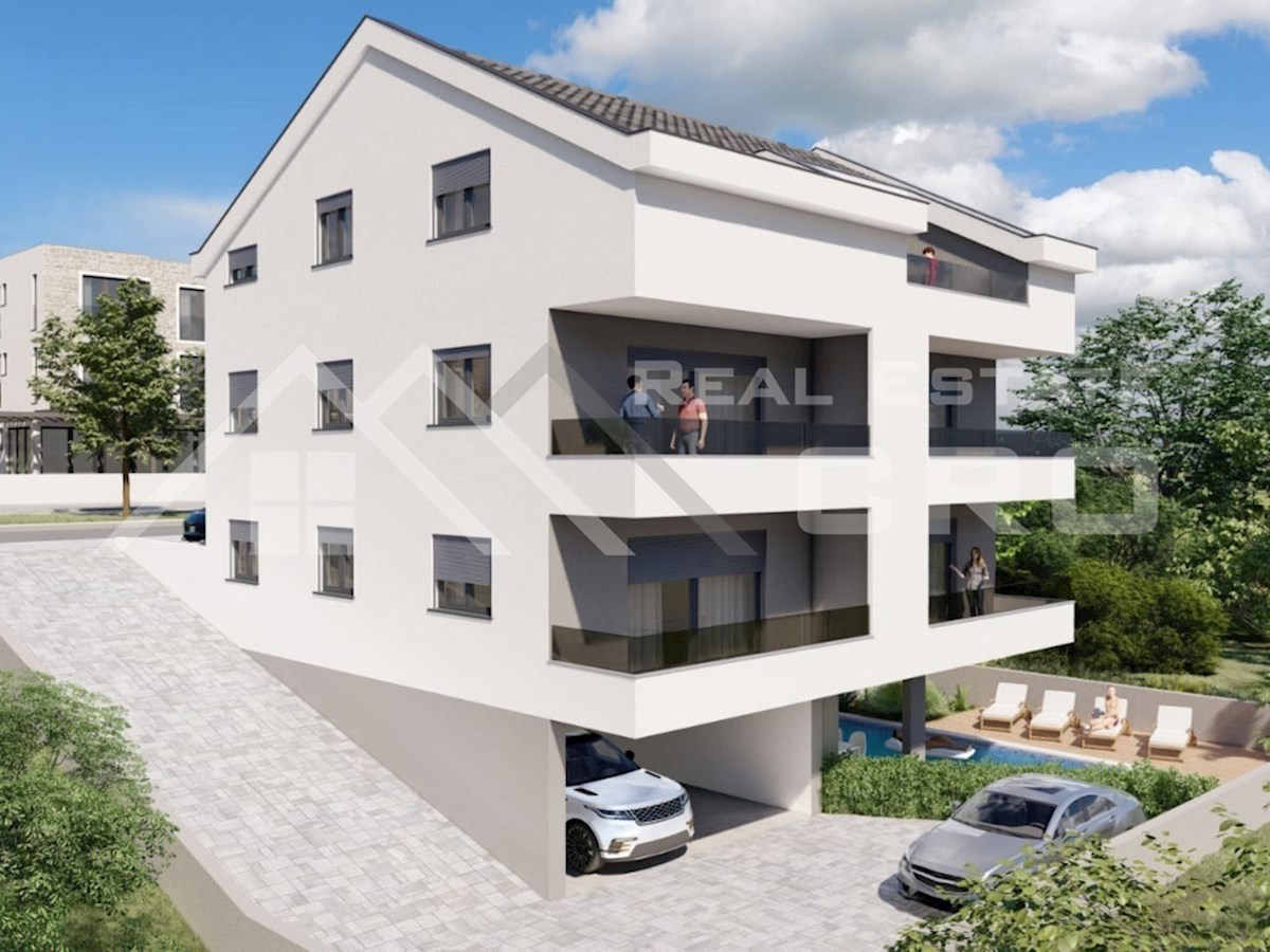 Nekretnine Čiovo – Atraktivni apartmaji v novogradnji s terasami, skupnim bazenom in pogledom na more, prodamo