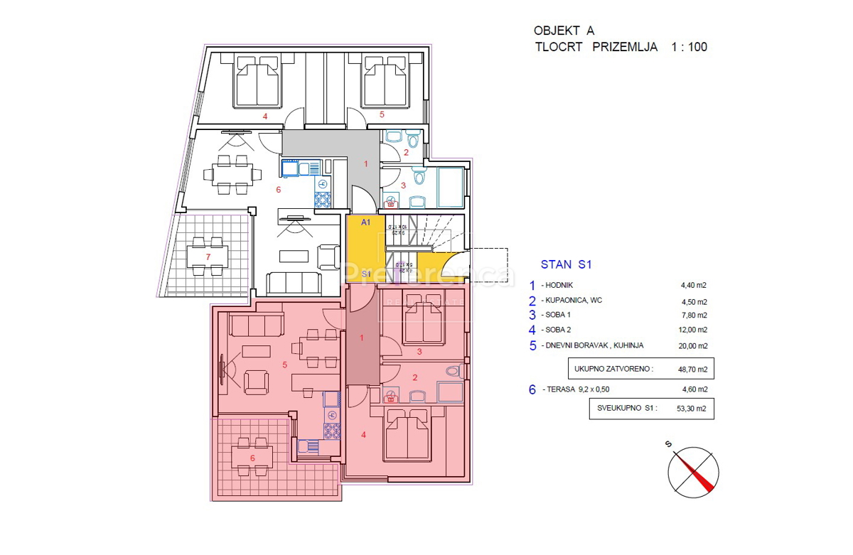 Novalja - dvoposteljno stanovanje v pritličju - blizu morja