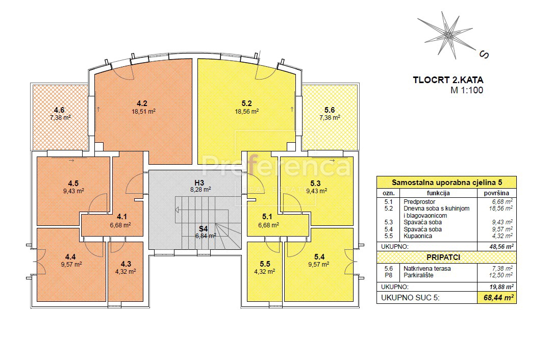 Novalja, mirna lokacija – dvosobno stanovanje v 2. nadstropju