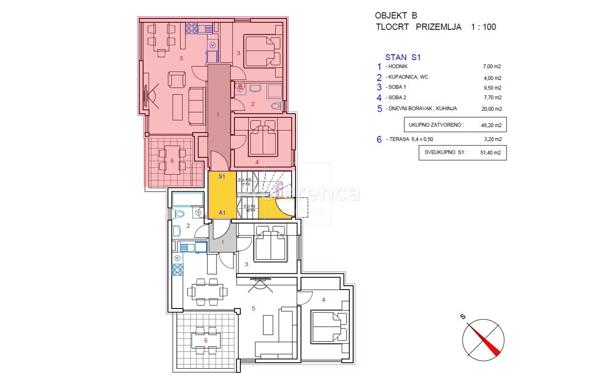 Novalja - dvosobno stanovanje v pritličju z vrtom - DRUGA VRSTA OD MORA