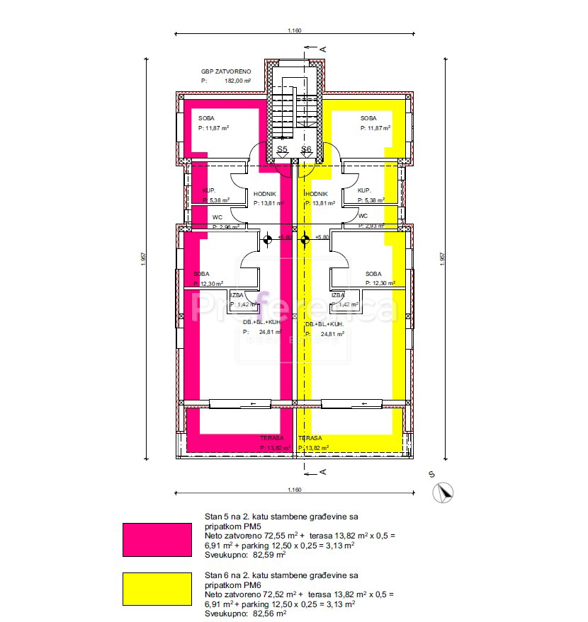 Povljana - dvoprostorsko stanovanje v drugem nadstropju - pogled na morje