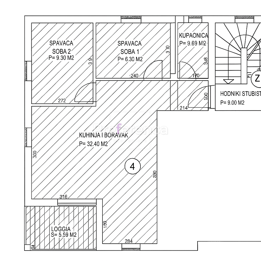Stara Novalja - dvosobno stanovanje PRVO NADSTROPJE - bližina morja