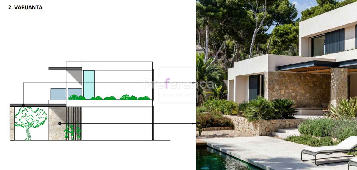 Novalja - gradbeno zemljišče z idejno zasnovo