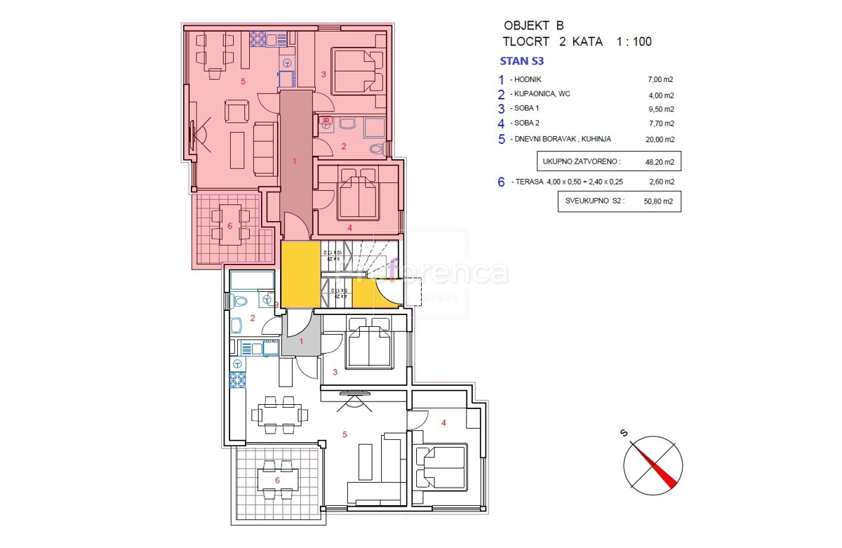 Novalja - dvosobno stanovanje v drugem nadstropju - DRUGI VRSTNI RED OD MORJA
