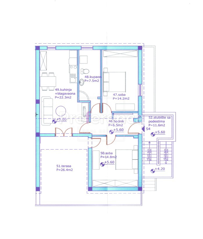 Zubovići - dvosobno stanovanje v bližini plaže