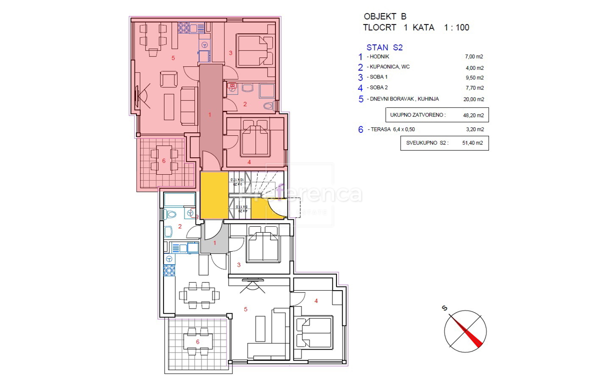 Novalja - dvosobno stanovanje v prvem nadstropju - DRUGA VRSTA OD MORJA