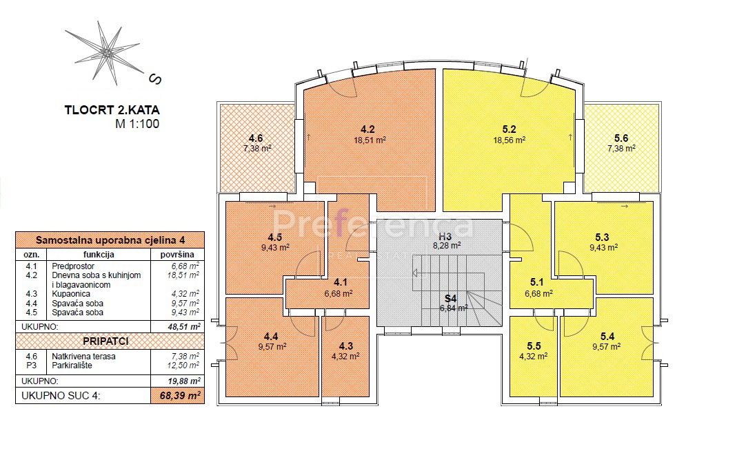 Novalja - dvosobno stanovanje v drugem nadstropju