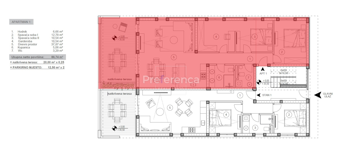 Novalja - trisobno stanovanje v pritličju