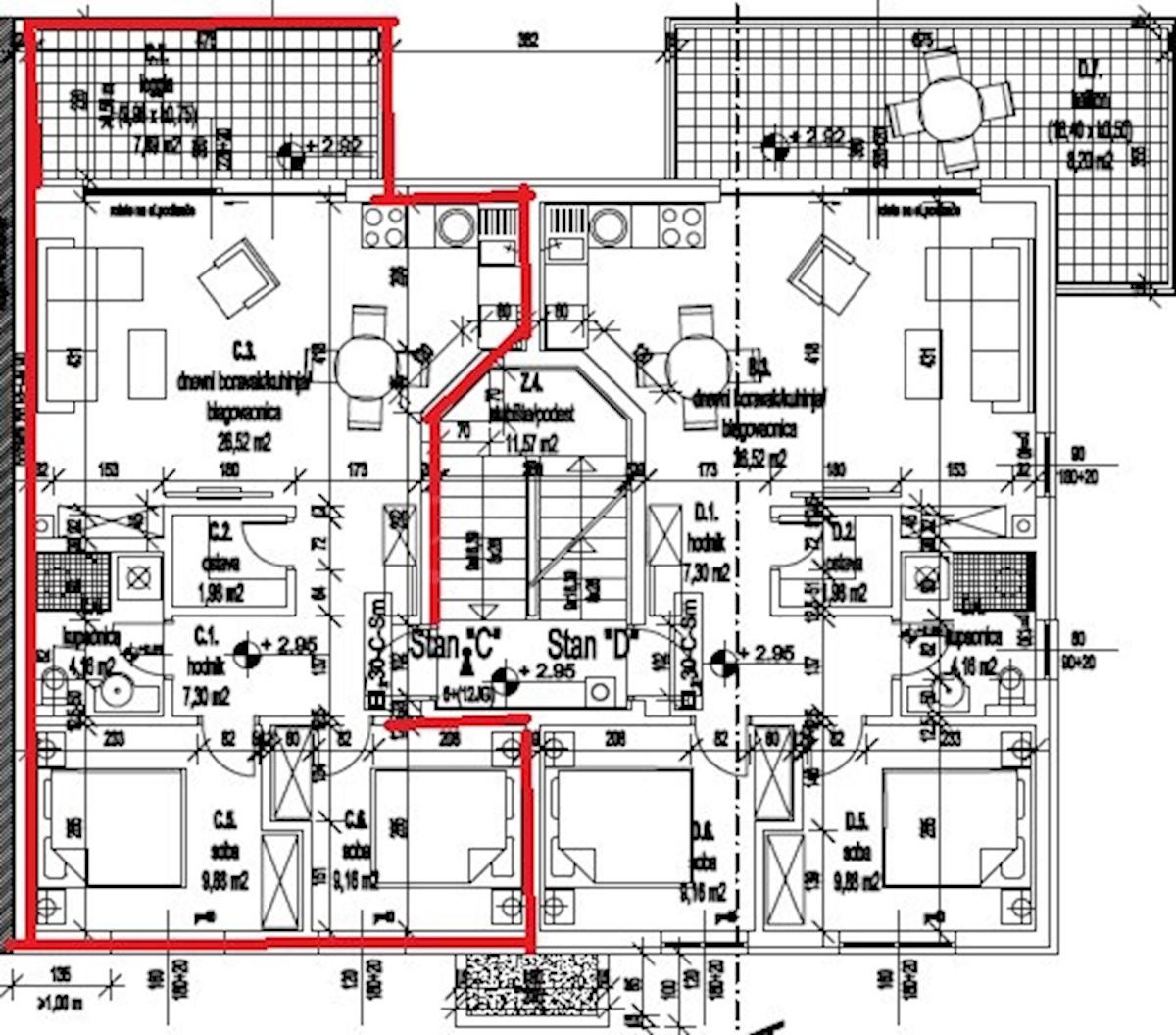 Stanovanje v 1. nadstropju, 66,50 m2, Valbandon, NOVO