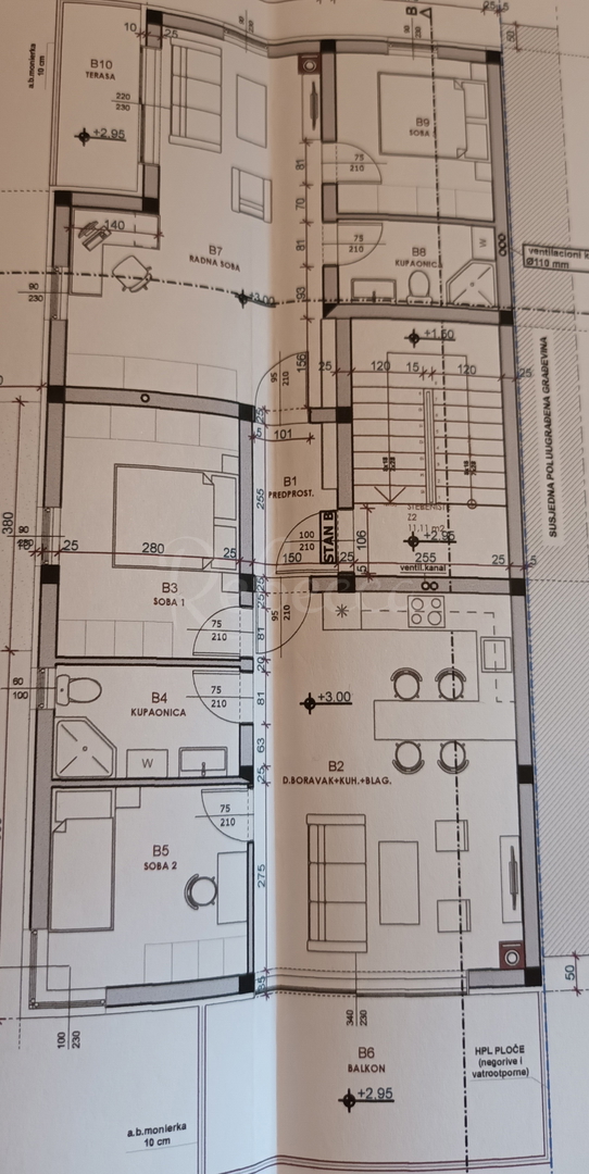 Penthouse pogled na morje, 3 spalnice, 2 nadstropje, 96 m2, parkirišče, Medulin, NOVO ​