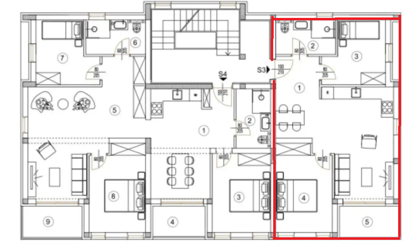 Stanovanje v 1. nadstropju, 2 prostora, 54,88 m2, novogradnja, Pula