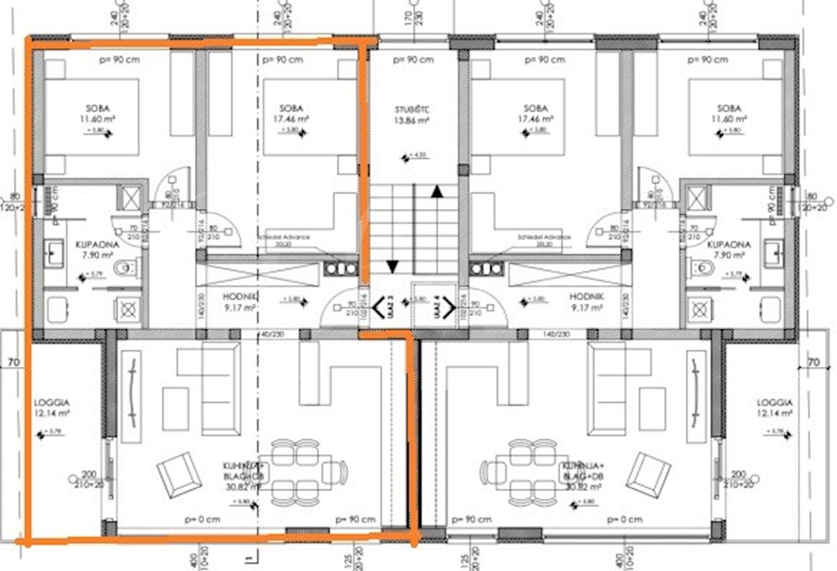 Stanovanje v 1. nadstropju, 120 m2, 2s, garaža, parkirišče, Štinjan, NOVO