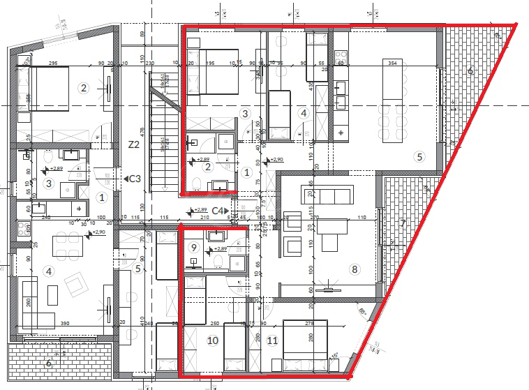 Stanovanje 1. nadstropje, 115 m2, 4 sobe, 2 terase, parkirišče, Peroj