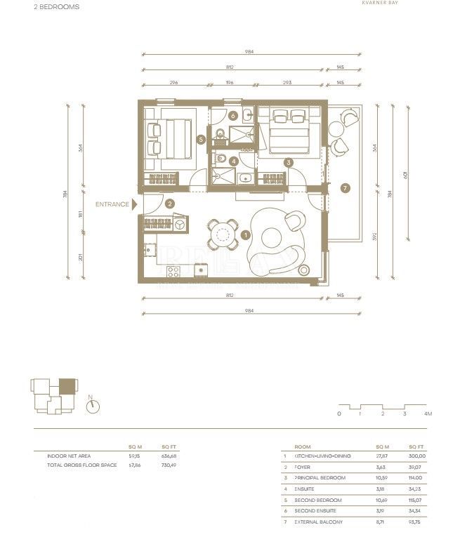 Novi Vinodolski - apartma v premium letovišču, druga vrsta do morja