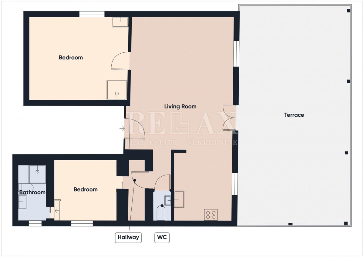 Crikvenica - apartma z veliko teraso, 90 m od plaže
