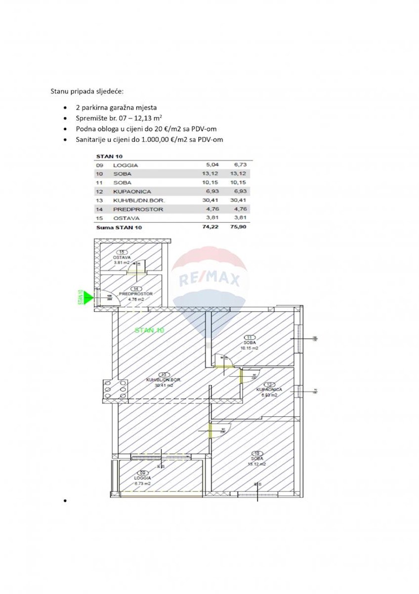 Stanovanje/Apartma Rešetari, Kastav, 75,90m2