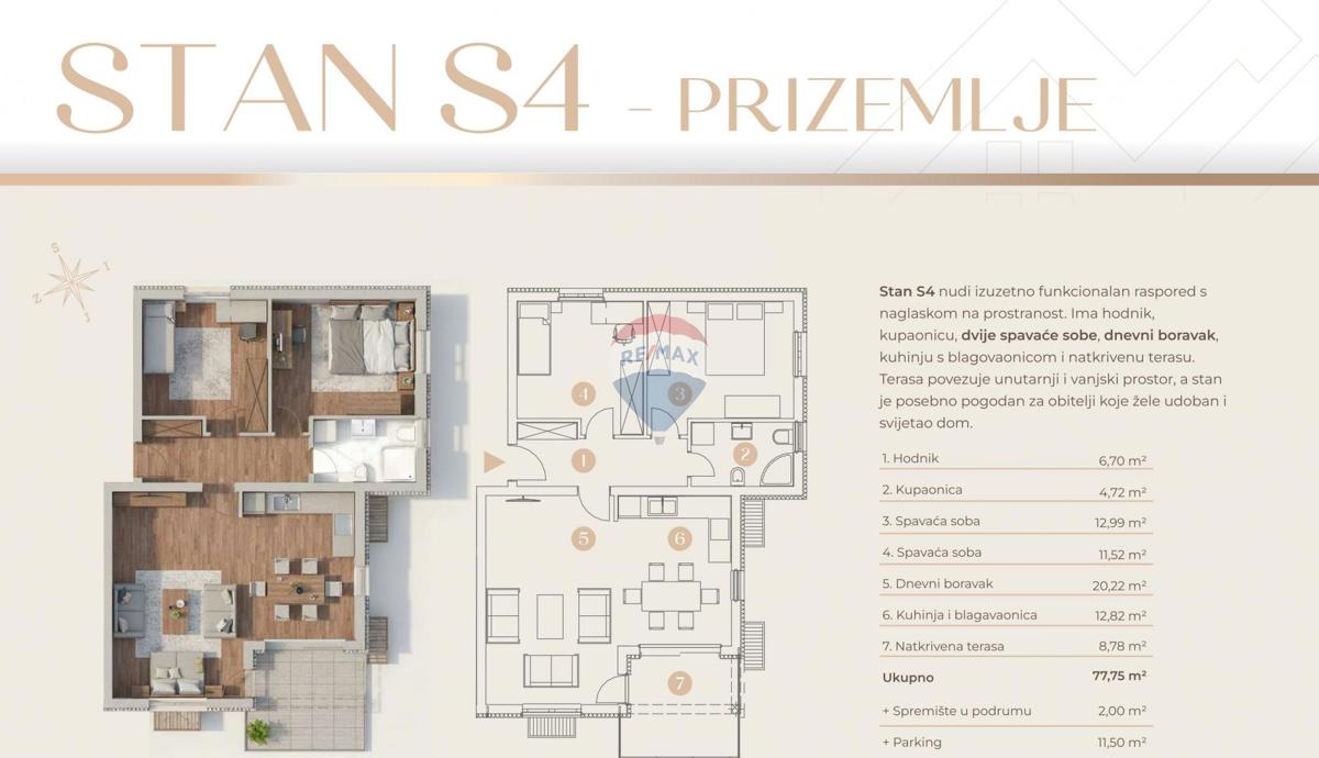 Stanovanje/Apartma Saršoni, Viškovo, 77,75m2