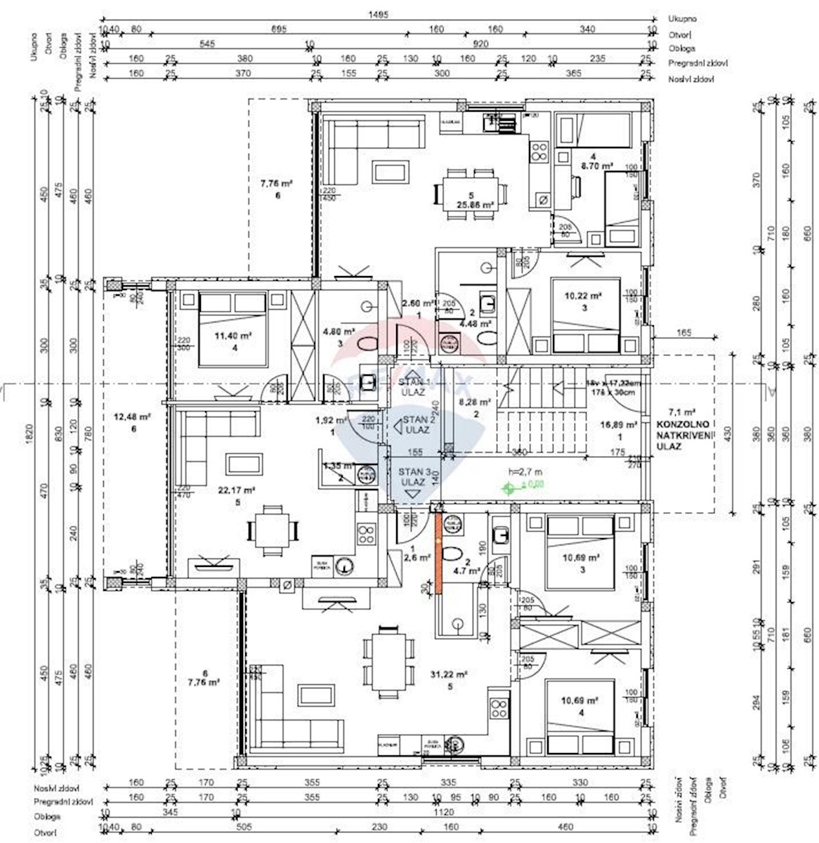 Stanovanje/Apartma Žminj, 63,78m2