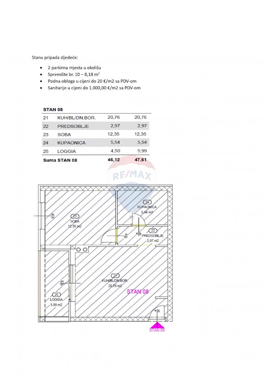 Stanovanje/Apartma Rešetari, Kastav, 47,61m2