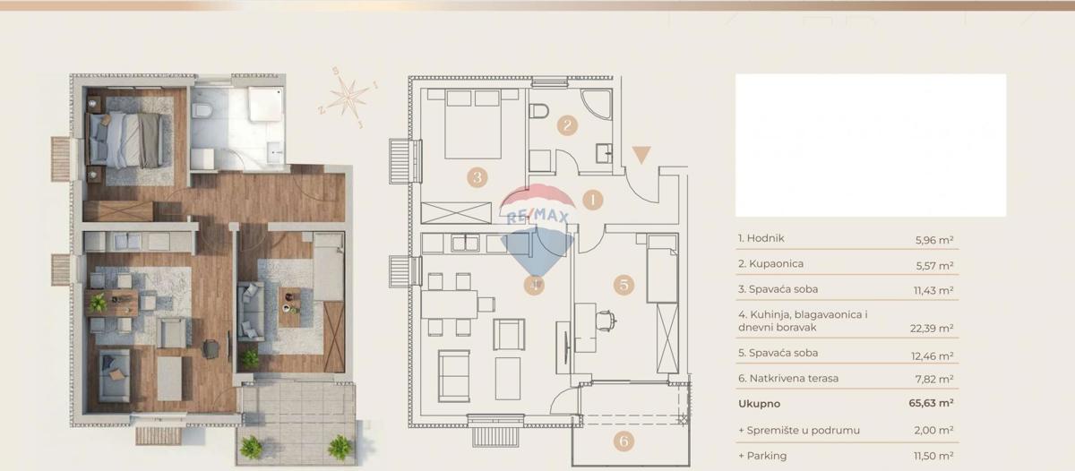 Stanovanje/Apartma Saršoni, Viškovo, 65,63m2