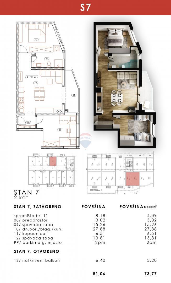 Stanovanje/Apartma Rešetari, Kastav, 73,72m2
