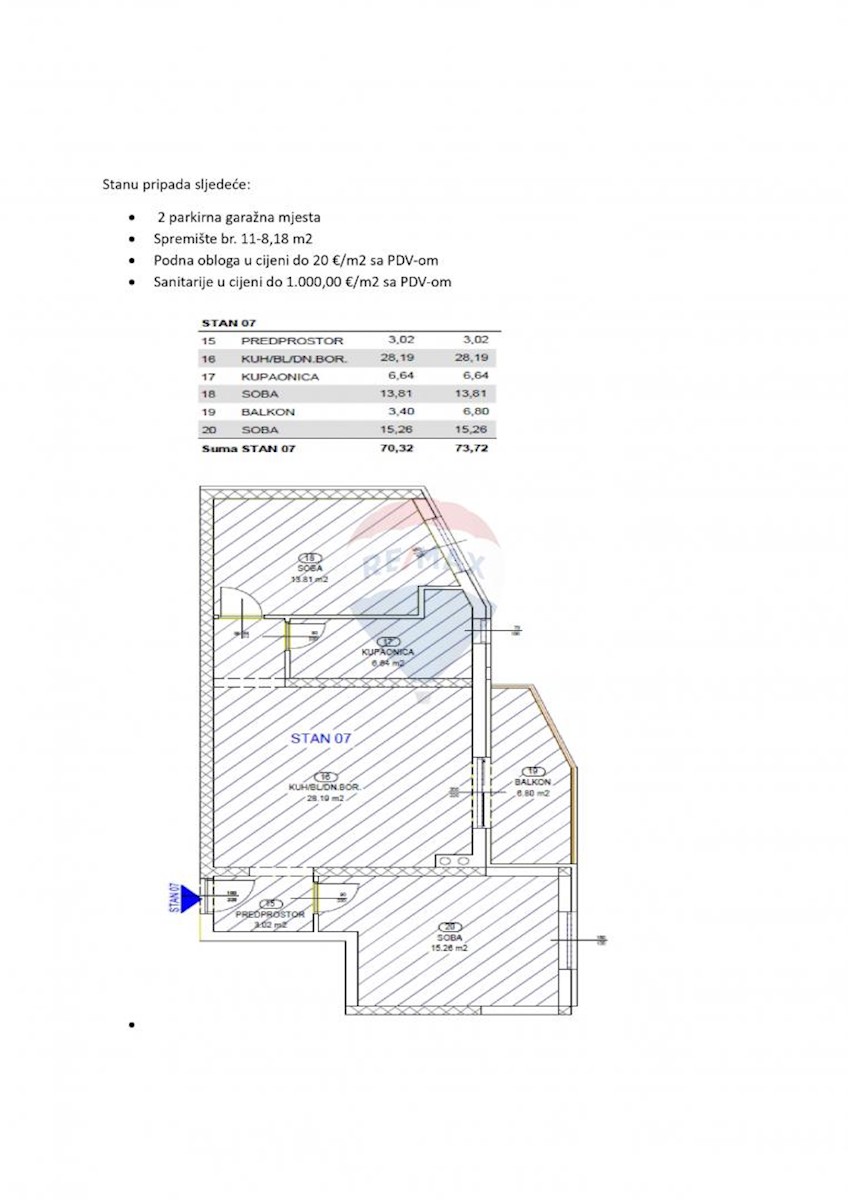 Stanovanje/Apartma Rešetari, Kastav, 73,72m2