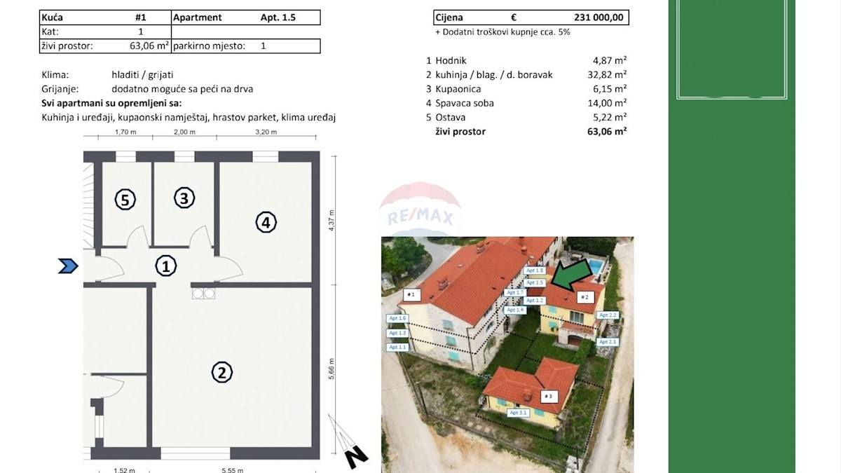 Stanovanje/Apartma Buje, 63,06m2