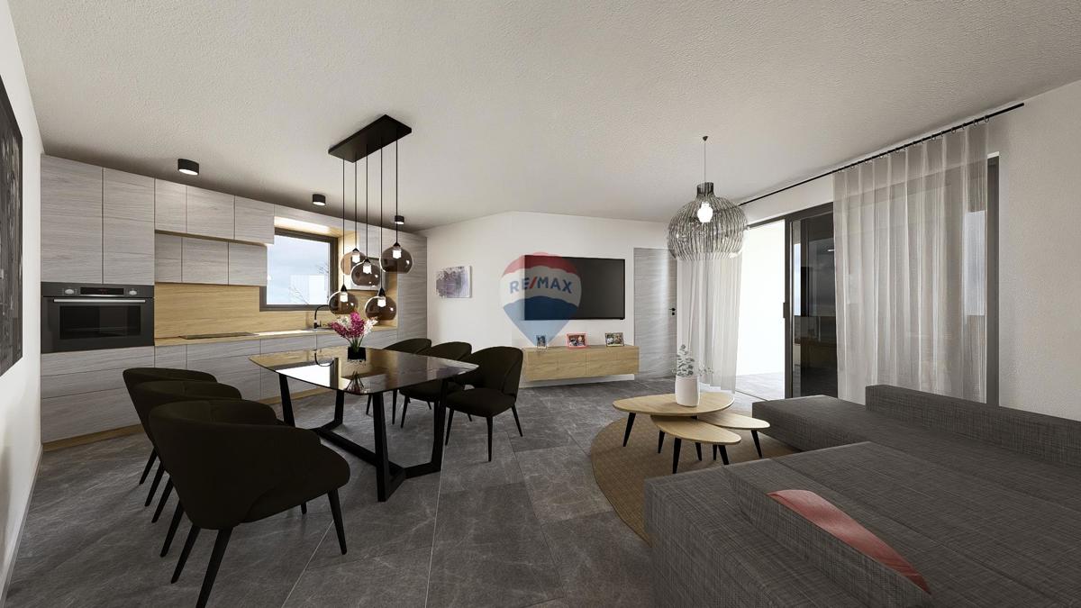 Moderno stanovanje v drugem nadstropju novogradnje – Vrbnik, panoramski pogled na morje