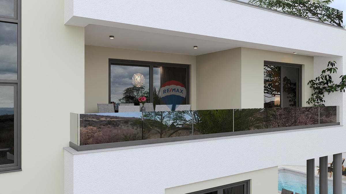 Moderno stanovanje v drugem nadstropju novogradnje – Vrbnik, panoramski pogled na morje