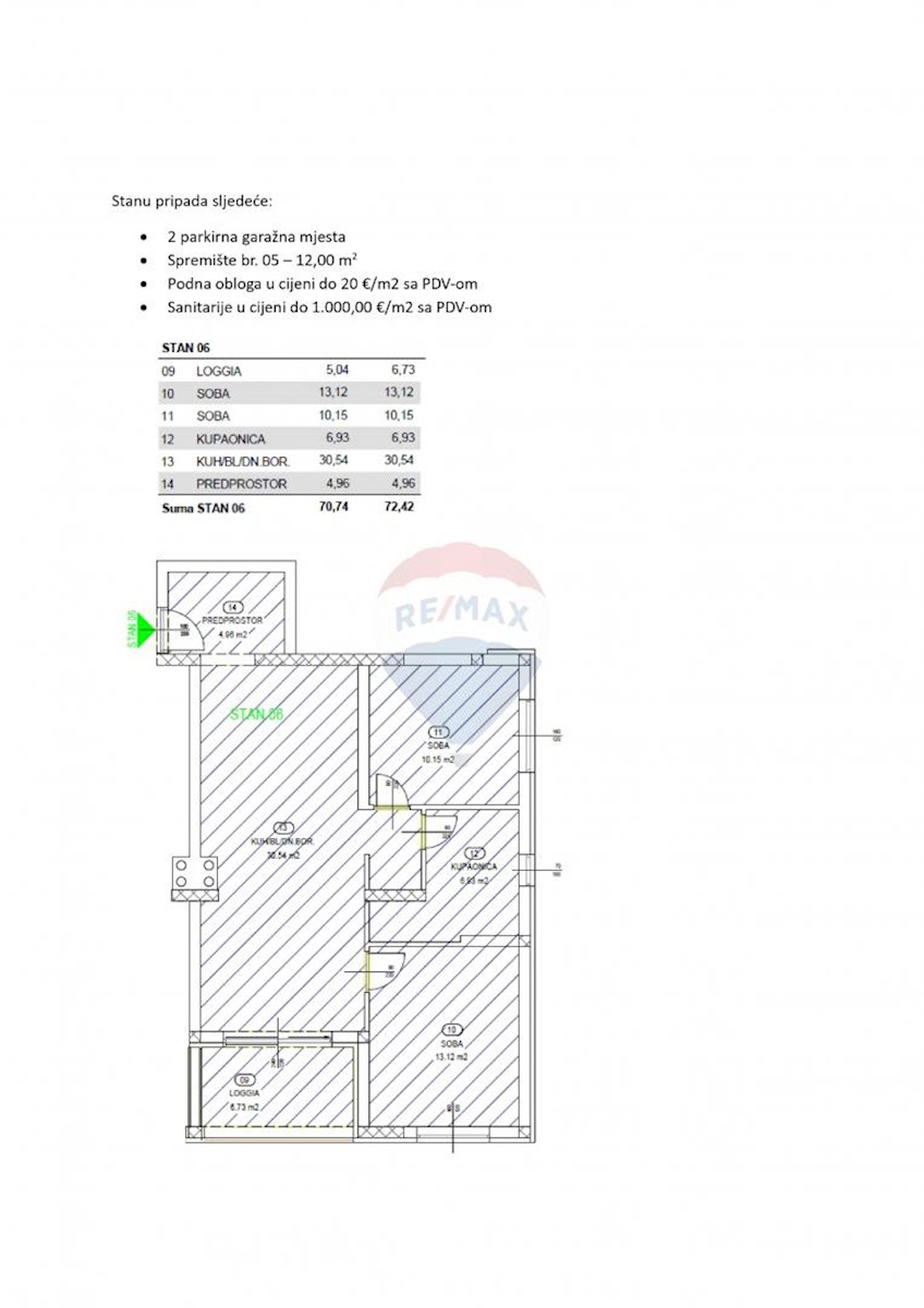 Stanovanje/Apartma Rešetari, Kastav, 72,42m2