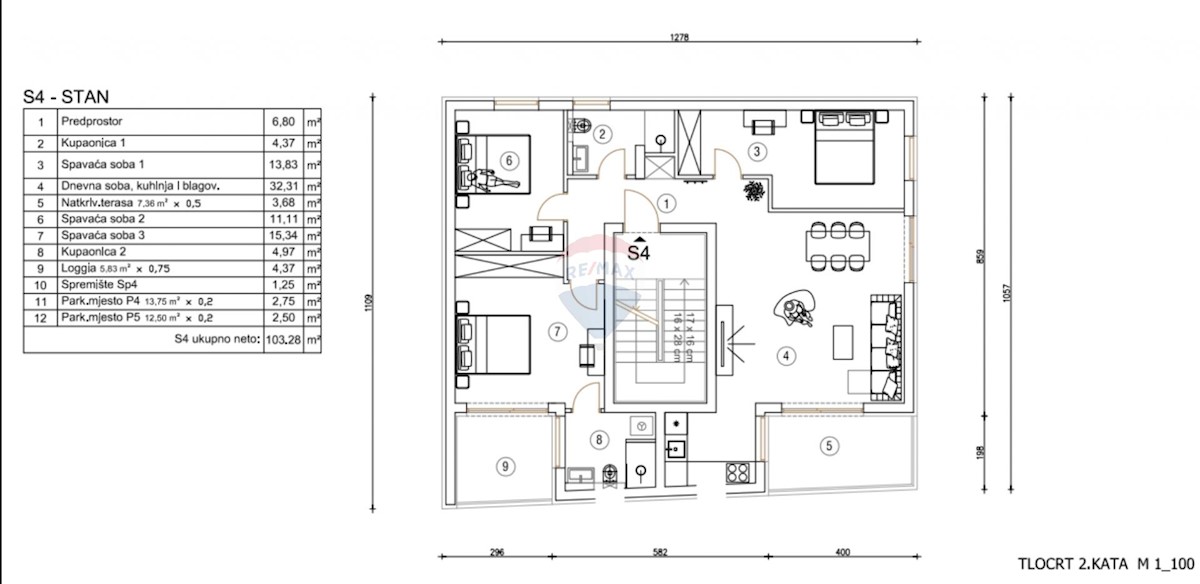 Stanovanje/Apartma Šijana, Pula, 103,28m2