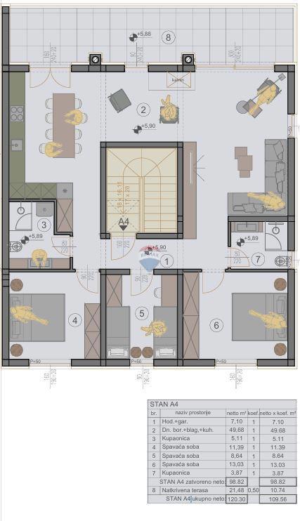 Stanovanje/Apartma Štinjan, Pula, 109,56m2