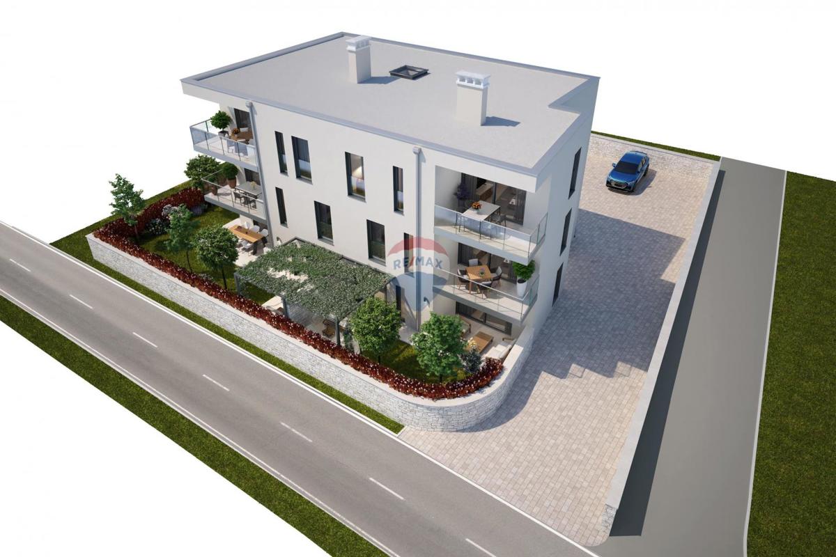 Umag, Zambratija – Moderen pritlični apartma z vrtom – Novogradnja