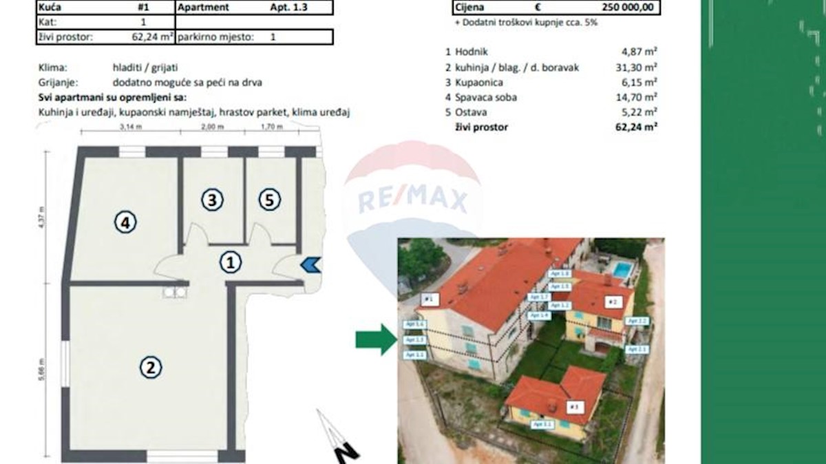 Stanovanje/Apartma Buje, 62,24m2