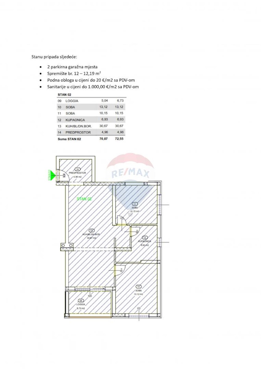 Stanovanje/Apartma Rešetari, Kastav, 72,55m2