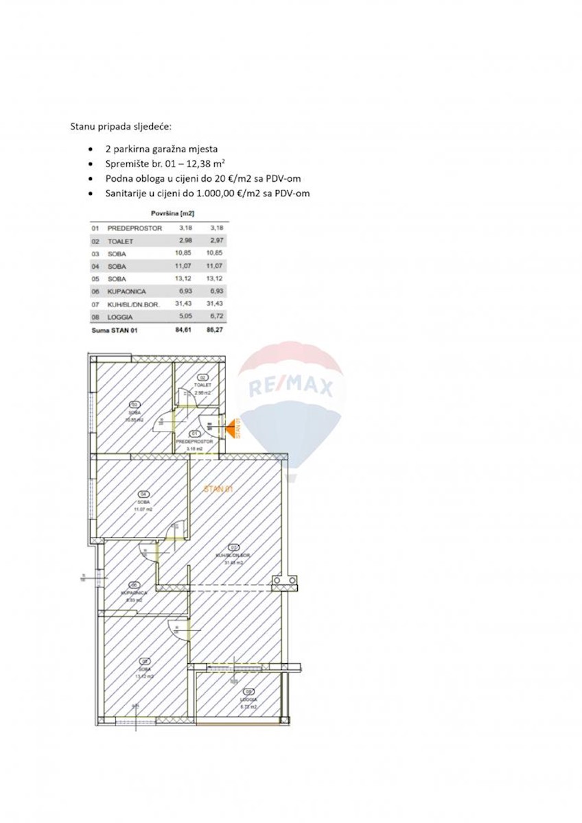 Stanovanje/Apartma Rešetari, Kastav, 86,27m2