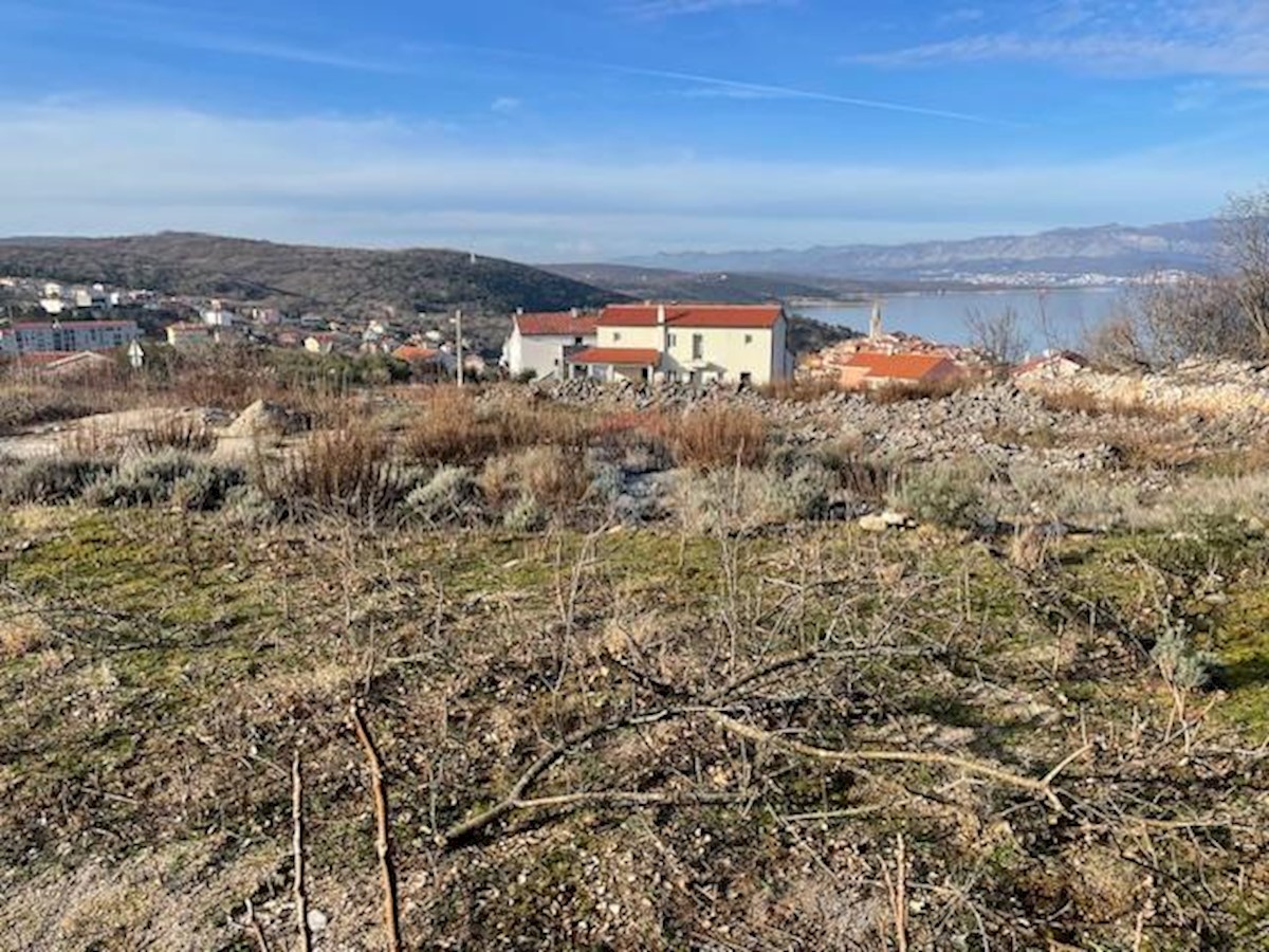 Otok Krk, Vrbnik, gradbeno zemljišče 1231 m2, pogled na morje