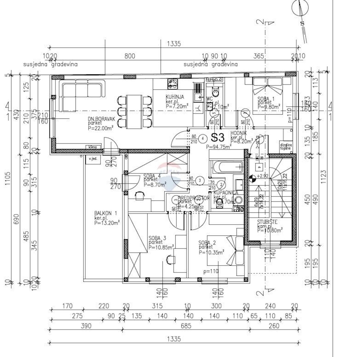 Stanovanje/Apartma Sigečica, Trnje, 102m2