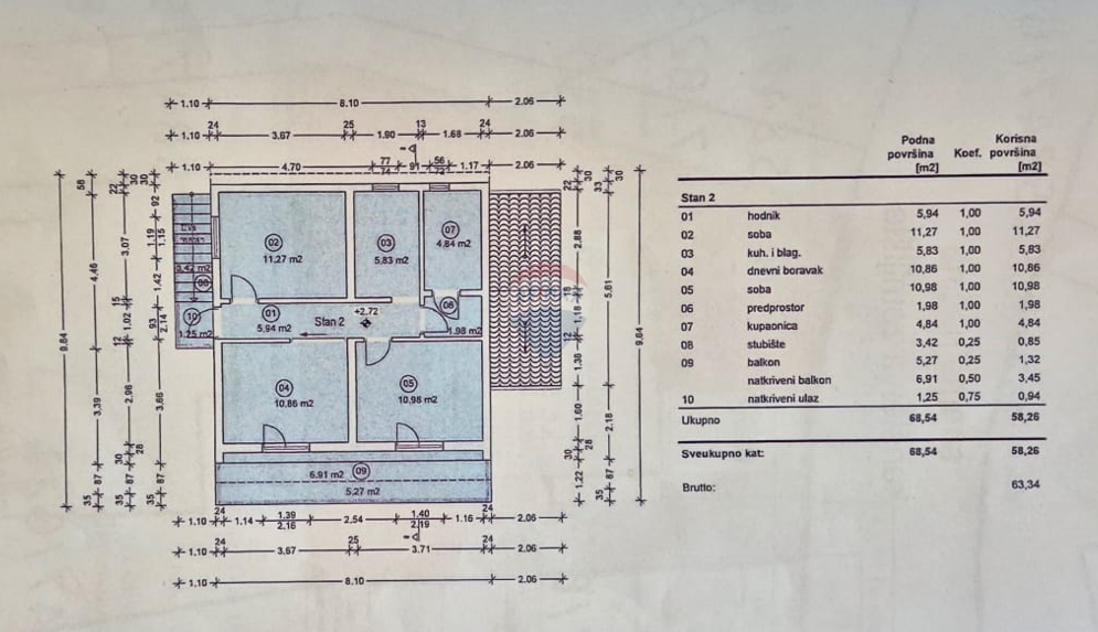 Stanovanje/Apartma Novi Vinodolski, 59,48m2