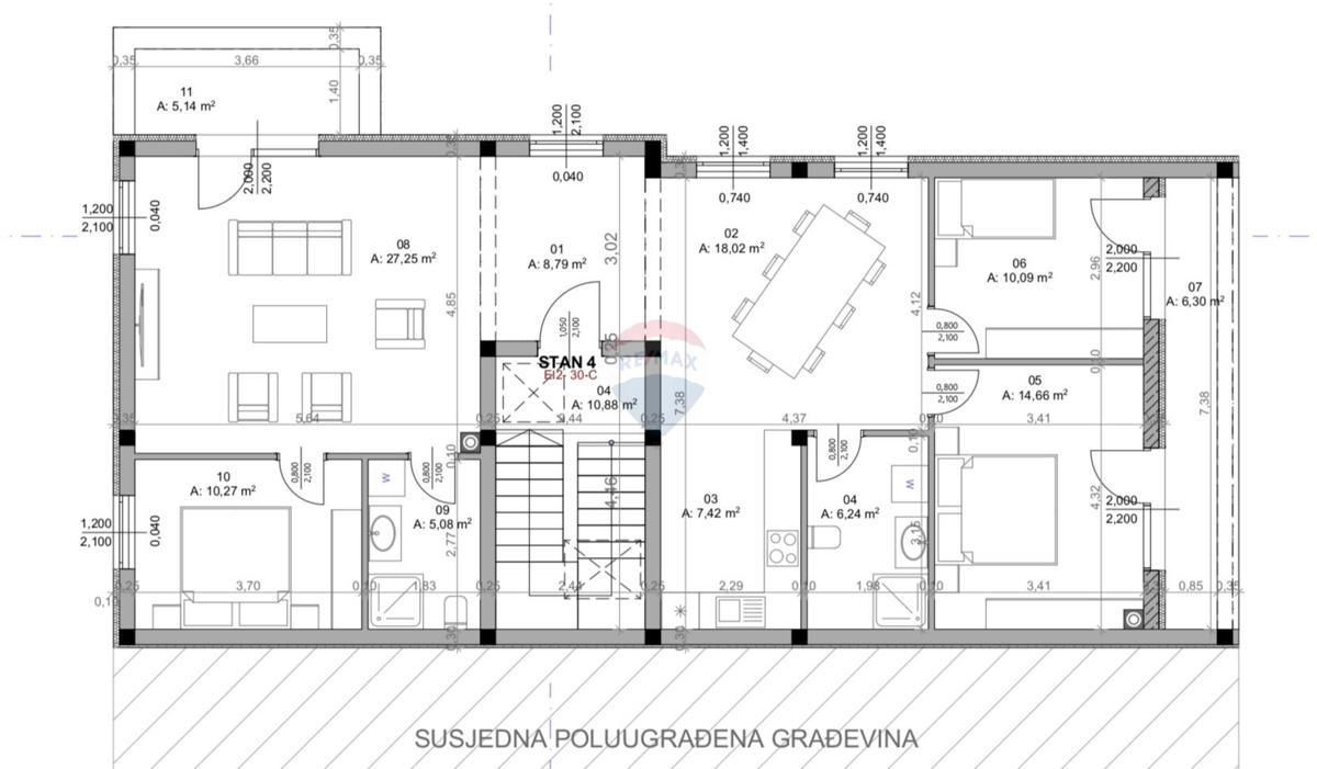 Pula, Veli Vrh – novogradnja, trisobni penthouse