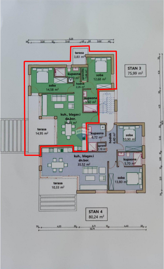 Novi Vinodolski, Klenovica – Dvosobno stanovanje prva vrsta ob morju