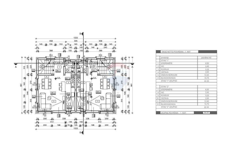 Apartma Mulo, Vrsi, 124m2