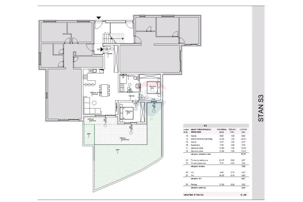 Apartma Vodice, 91,89m2