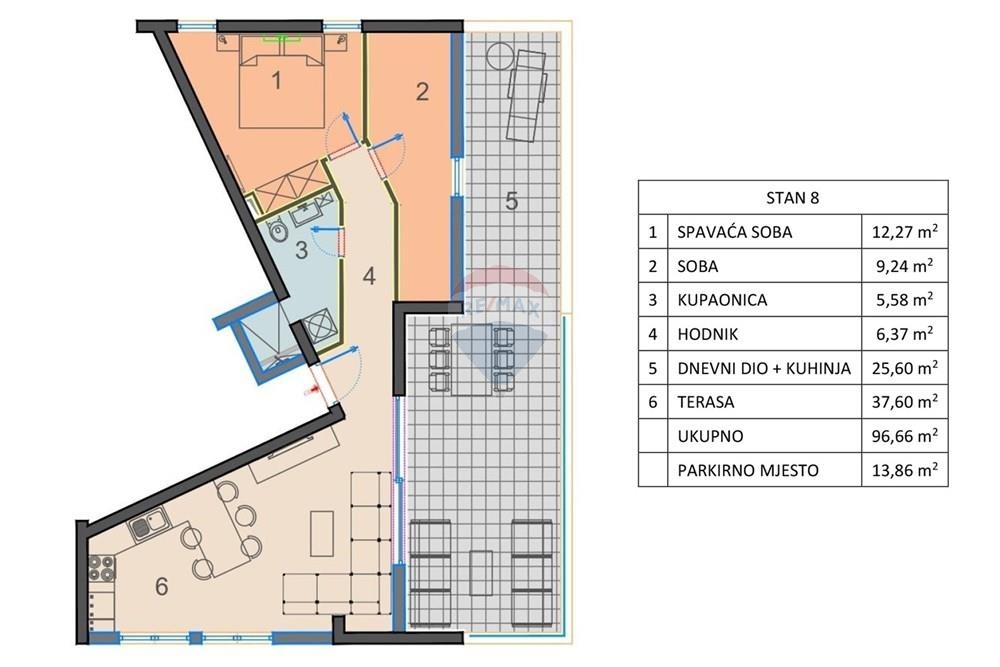 Stanovanje Mandre, Kolan, 75,78m2