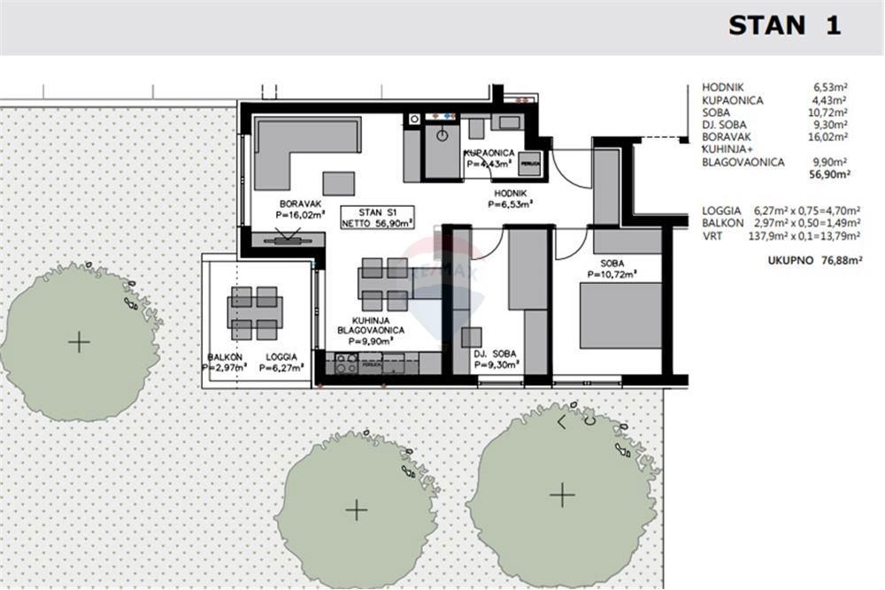 Stanovanje Privlaka, 81,81m2